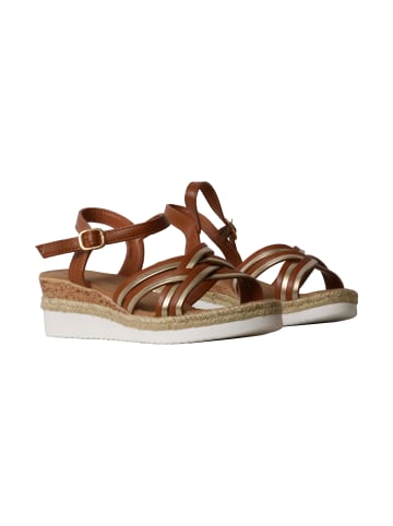 Divine Factory Sandalen mit Keilabsatz und Riemchen Braun