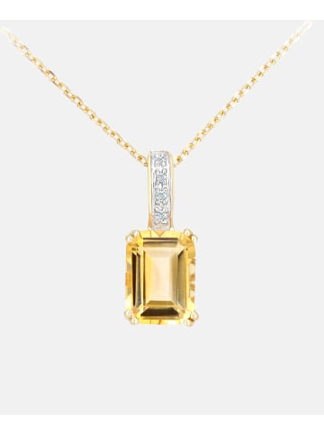 Diamant L'éternel Halskette mit Anhänger aus 375 Gelbgold mit Diamant mit Citrin