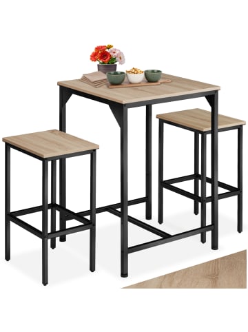 tectake Barset Inverness mit höhenverstellbaren Kunststofffüßen, Industrial Holz hell, E