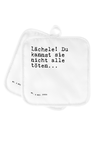 Mr. & Mrs. Panda Ofenhandschuh Lächele! Du kannst sie... mit Spruch in Weiß