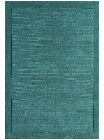 KADIMA DESIGN Teppich 100% Wolle handgewebt, Strukturdesign, einfarbig, weich in Türkis