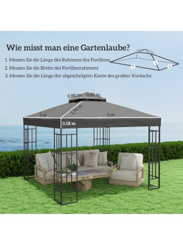 Outsunny Pavillon Ersatzdach 300L x 300B cm Dunkelgrau