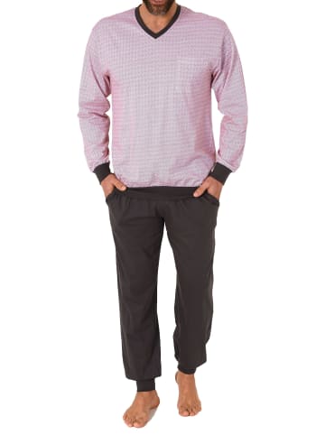 NORMANN langarm Schlafanzug Pyjama Bündchen - 71832 in dunkelgrau