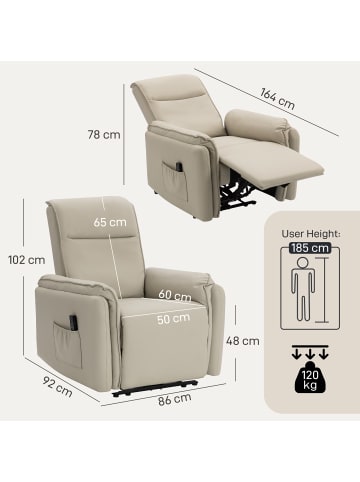HOMCOM Massagesessel-92L x 86B x 102H cm-Beige