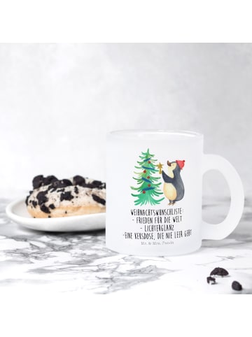 Mr. & Mrs. Panda Teetasse Pinguin Weihnachtsbaum mit Spruch in Transparent