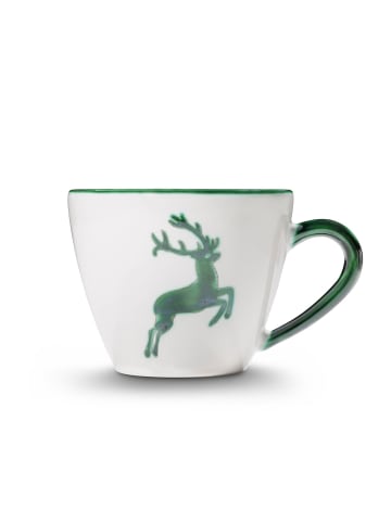 Gmundner Keramik Grüner Hirsch Kaffeetasse Gourmet in Weiß