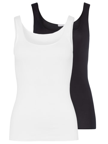 Hanro Unterhemd / Top Cotton Seamless in Weiß / schwarz