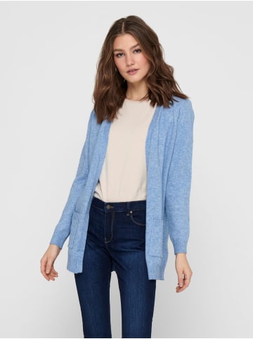 ONLY Lange Stretch Strickjacke Cardigan Mantel mit Taschen ONLLESLY in Blau