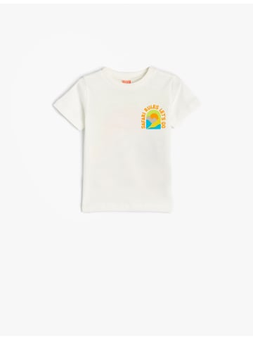 KOTON T-shirt in Ekru Gemustert