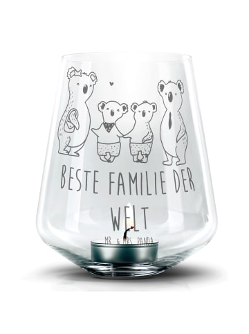 Mr. & Mrs. Panda Windlicht Glas Koala Familie zwei mit Spruch in Transparent