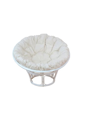 möbel-direkt Papasansessel, Durchmesser 100 cm Sessel mit Kissen in weiß