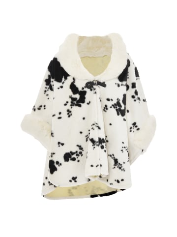 imala Damen Poncho in Wollweiss Schwarz