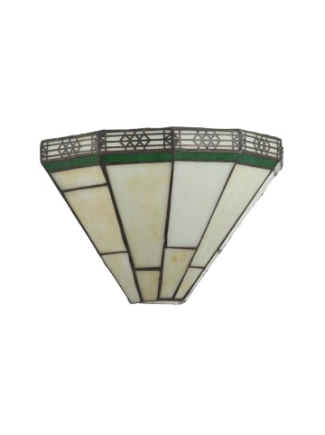 Licht-Erlebnisse Wandlampe (B)30.5 x (H)18 cm in Messing Antik Creme Grün