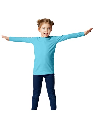 tectake Einfarbiges Langarm-Shirt für Kinder, hellblau