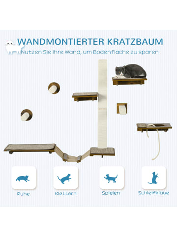 Pawhut Kletterwand Set Braun+Cremeweiß Spanplatte