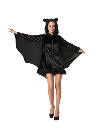 tectake Frauenkostüm  schwarze Fledermaus  Mystisches Design: Schwarzes Kleid mit integr