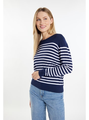 DreiMaster Damen Strickpullover in Marine Weiss