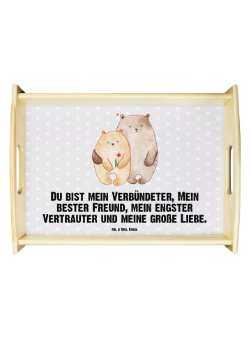 Mr. & Mrs. Panda Servier Tablett Bären Liebe mit Spruch in Grau Pastell