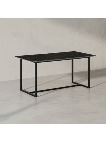 KADIMA DESIGN Esszimmertisch 200x90x76 cm Küchentisch in Marmor-Optik in Schwarz