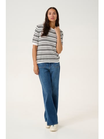 Kaffe Strickpullover KAlizza in Chalk/Black Stripe