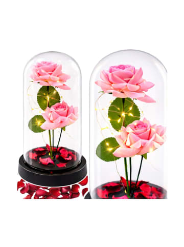 Wisam® Ewige Rose Glaskuppel LED Kristall 21,5 cm Deko