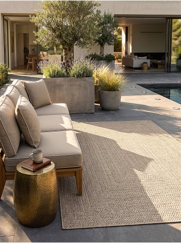 KADIMA DESIGN Teppich flachgewebt Bordüre flachgewebt pflegeleicht Wohnzimmer Flur in Natur