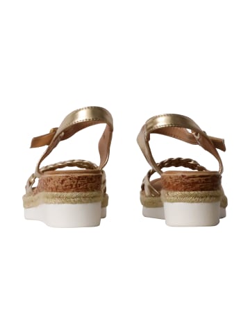 Divine Factory Sandalen mit Keilabsatz und Riemchen Gold