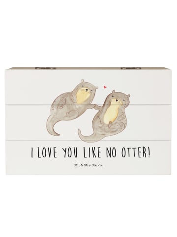 Mr. & Mrs. Panda Kiste Otter Hände halten mit Spruch in Weiß