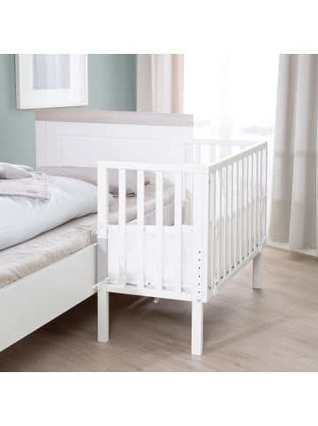 roba Beistellbett safe asleep® 2in1 weiß höhenverstellbar + Mesh & Matratze