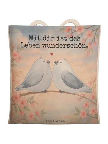 Mr. & Mrs. Panda Tote Bag Turteltauben Liebe Design mit Spruch in Weiß