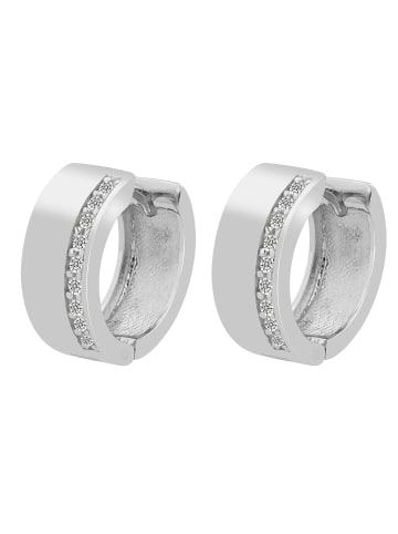 Adeliás Damen Ohrringe – Klappcreole aus 925 Silber mit Zirkonia in silber