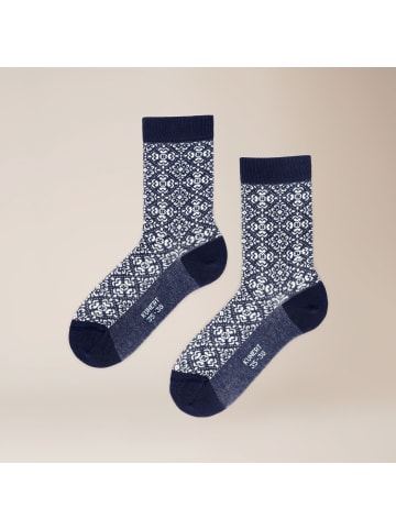 Kunert Socken Allover Flower Blumenmuster in gentian blue
