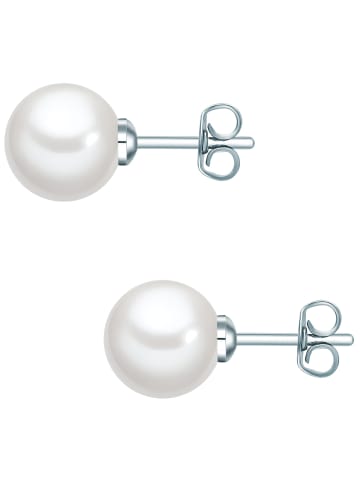 Lulu & Jane Perlen-Ohrstecker Messing Muschelkernperle in weiß