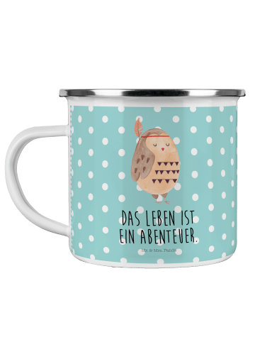 Mr. & Mrs. Panda Kaffeetasse Eule Federschmuck mit Spruch in Türkis Pastell