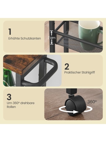 VASAGLE Rollwagen Dacey in Braun - (B)45.4 x (H)77 x (T)13 cm