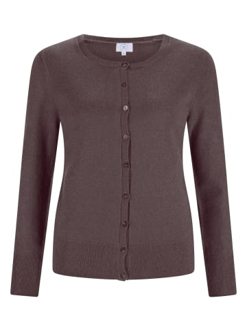 CASH-MERE.CH Cardigan Rundhals in Taupe Melange