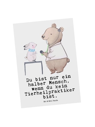 Mr. & Mrs. Panda Postkarte Tierheilpraktiker Herz mit Spruch in Weiß