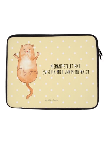 Mr. & Mrs. Panda Notebook Tasche Katzen Umarmen mit Spruch in Gelb Pastell