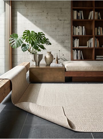 KADIMA DESIGN Flachwebteppich Bordüre flachgewebt pflegeleicht Wohnzimmer Flur in Creme