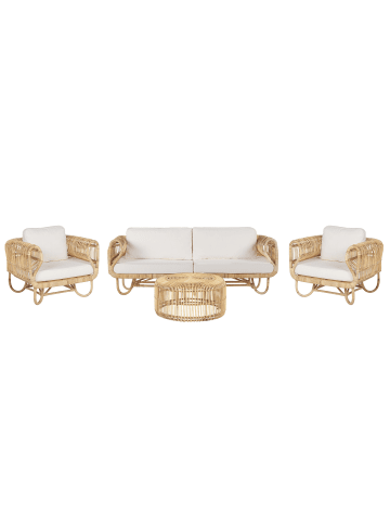 Beliani 4-tlg Sitzgruppe DOLCEDO/LIMNI in /Beige/Weiß