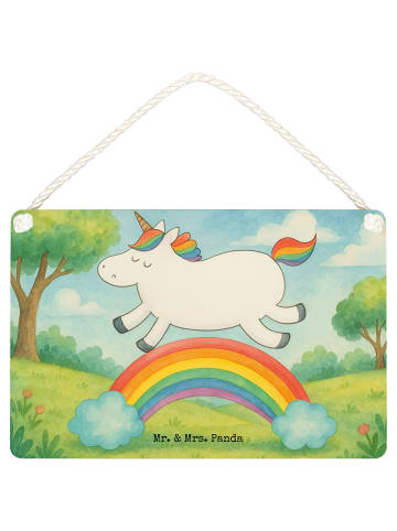 Mr. & Mrs. Panda Türschild Einhorn Regenbogen Design ohne Spruch in Weiß