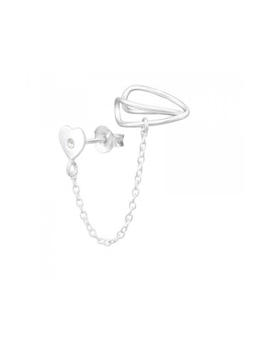 Alexander York Ohrstecker mit EAR CUFF HERZ in 925 Sterling Silber, 2-tlg.