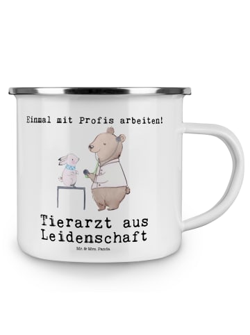 Mr. & Mrs. Panda Emaille Becher Tierarzt Leidenschaft mit Spruch in Weiß