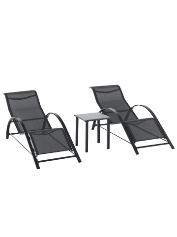Outsunny Gartenliege-Set,59cm x 169cm x 66cm,schwarz