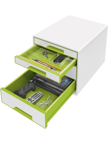 Leitz Schubladenbox Wow Cube 4 Schubladen Polystyrol weiß/grün