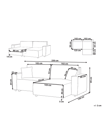 Beliani Ecksofa KARILA in Grau - (W) 250 x (H) 85 x (L) 150 cm