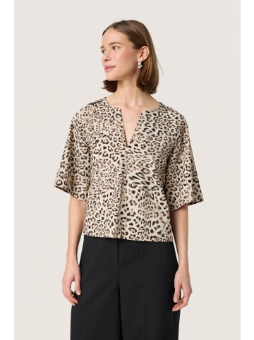 Soaked in Luxury Kurzarm-Bluse SLJalina Gerade Passform in Leopard Print