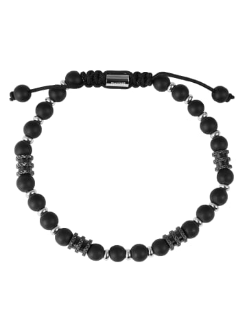 Adeliás Unisex Armband – Kugelarmband aus Edelstahl mit Onyx 19 cm in silber