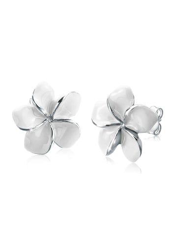 Elli Ohrringe 925 Sterling Silber Frangipani Blüte in Weiß