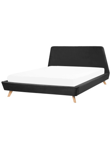 Beliani Doppelbett VIENNE in Schwarz/Heller Holzfarbton - (W) 200 x (H) 103 x (L) 220 cm